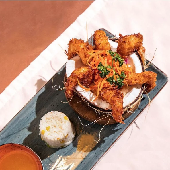 FLAMED CRISPY COCONUT SHRIMP