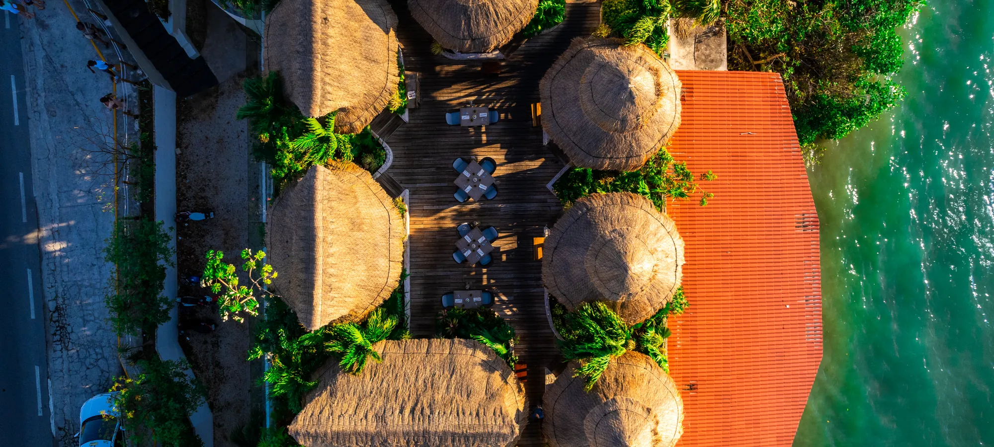 Aerial view of Fred’s Cancun and the Nichupté lagoon